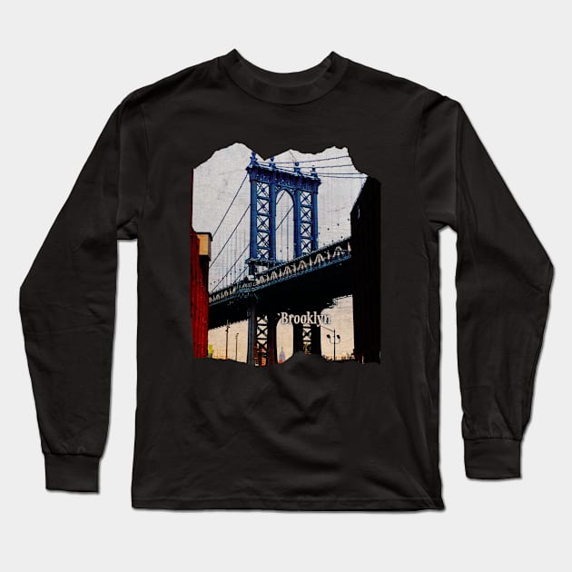 New York Dumbo Photography Brooklyn bridge Long Sleeve T-Shirt by BoogieCreates